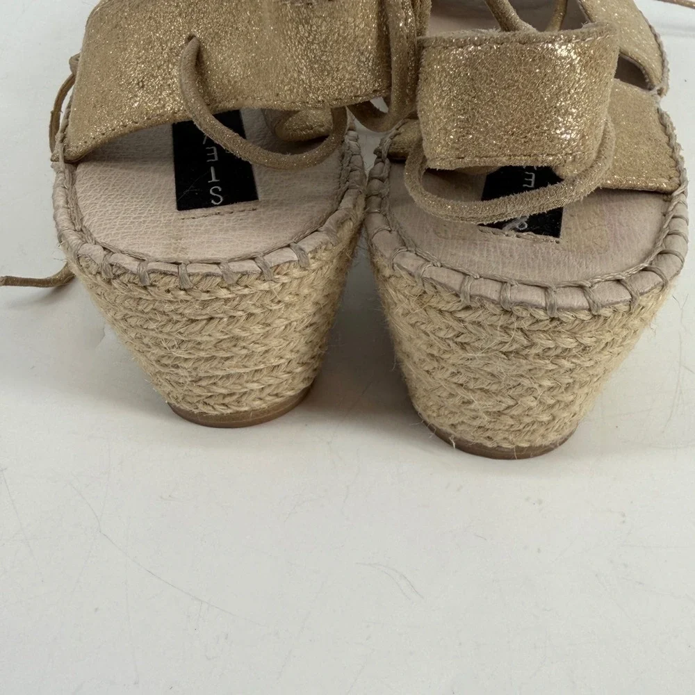 Steven by Steve Madden Isadora‎ Gold Metallic Espadrille Wedge Sandals 10M